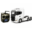 Miniatura Realista de Controle Remoto Caminhão Scania S540 6X4 + Carreta de Brinde (QUEIMA DE ESTOQUE) - BRANCO