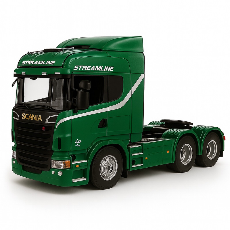 Miniatura Realista de Controle Remoto Caminhão Scania S540 6X4 + Carreta de Brinde (QUEIMA DE ESTOQUE) - BRANCO